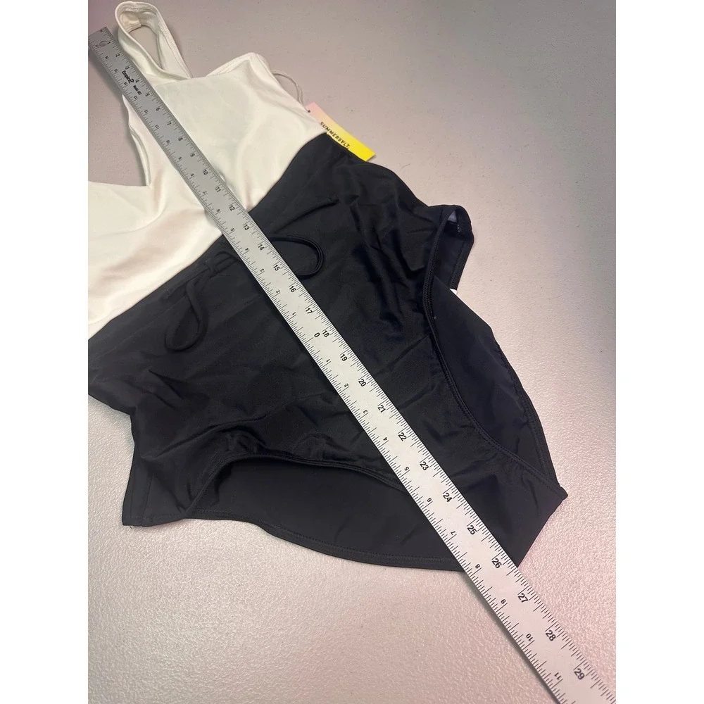 Summersalt The Tie Backflip One Piece Swimsuit Black Ivory Colorblock Size 8 NEW